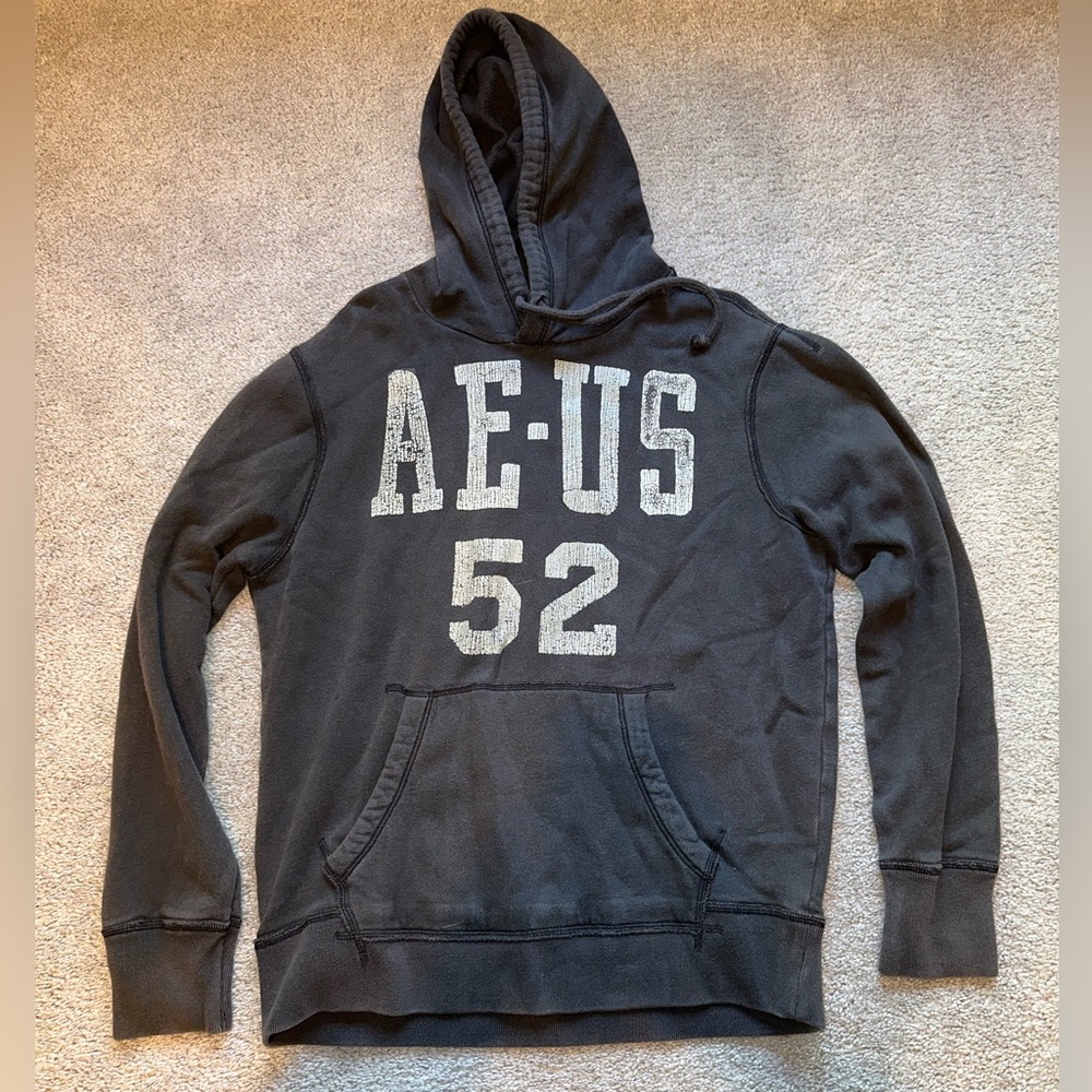 Mens Grey American Eagle Hoodie